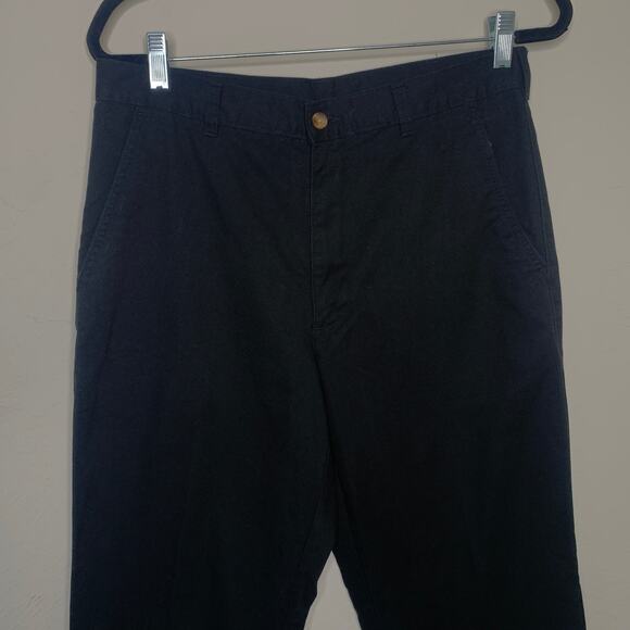 Black Flat Front Cotton Blend Khaki Trousers Pants Sz 32 x 32 - Picture 6 of 8